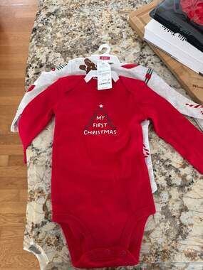 Carter's Just One You®️ Baby 2pk My First Christmas Bodysuit - Red/Gray 3M : ,